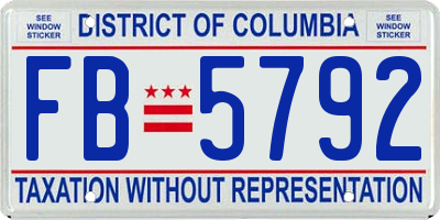 DC license plate FB5792