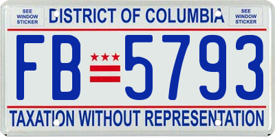 DC license plate FB5793