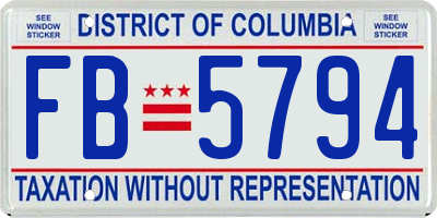 DC license plate FB5794