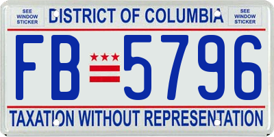 DC license plate FB5796