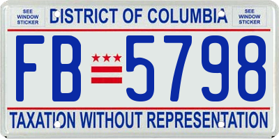 DC license plate FB5798