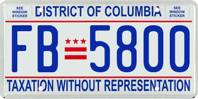 DC license plate FB5800