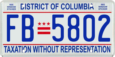 DC license plate FB5802