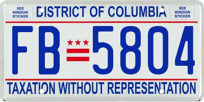 DC license plate FB5804