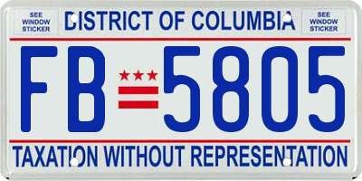 DC license plate FB5805