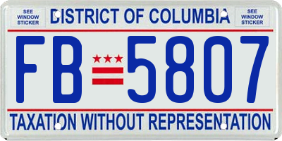 DC license plate FB5807