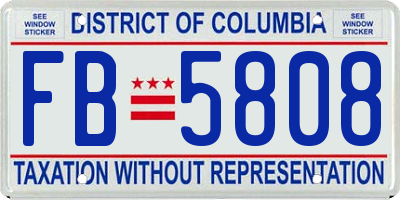 DC license plate FB5808