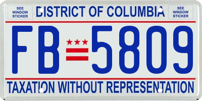 DC license plate FB5809