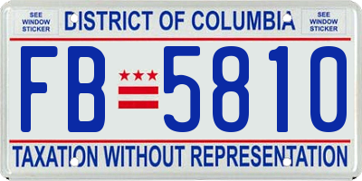 DC license plate FB5810