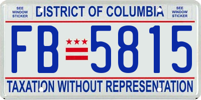 DC license plate FB5815