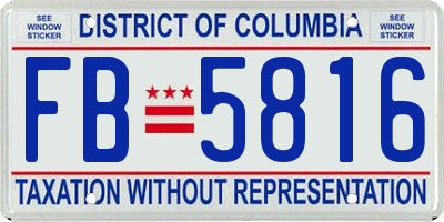 DC license plate FB5816