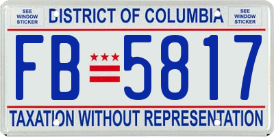 DC license plate FB5817