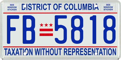 DC license plate FB5818