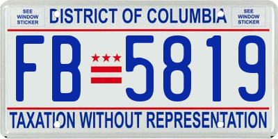 DC license plate FB5819