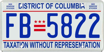 DC license plate FB5822