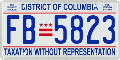 DC license plate FB5823