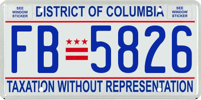 DC license plate FB5826