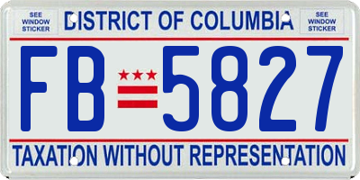 DC license plate FB5827