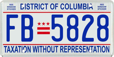 DC license plate FB5828