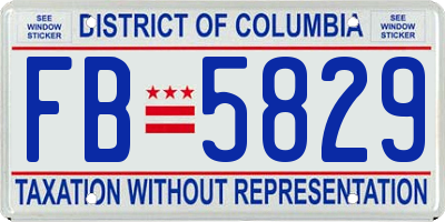 DC license plate FB5829