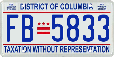 DC license plate FB5833