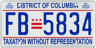 DC license plate FB5834