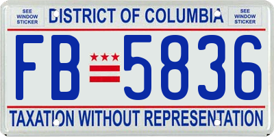 DC license plate FB5836