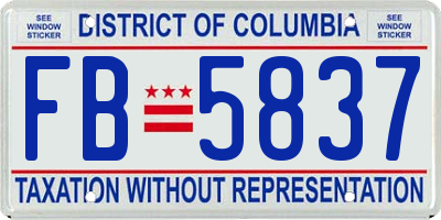 DC license plate FB5837