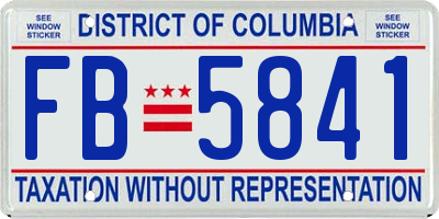 DC license plate FB5841