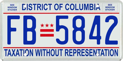 DC license plate FB5842