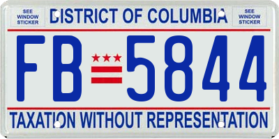 DC license plate FB5844