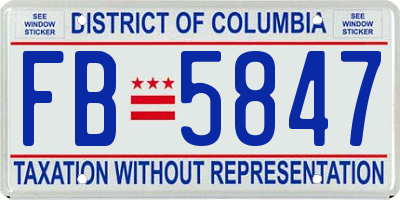 DC license plate FB5847