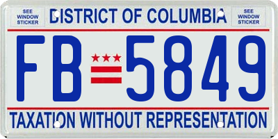 DC license plate FB5849