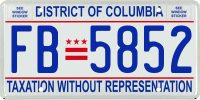 DC license plate FB5852