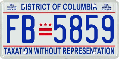 DC license plate FB5859