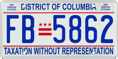 DC license plate FB5862