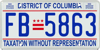 DC license plate FB5863