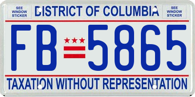 DC license plate FB5865