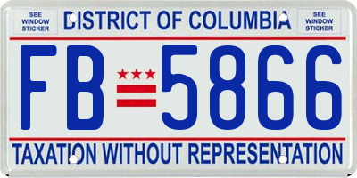 DC license plate FB5866