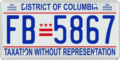 DC license plate FB5867