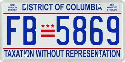 DC license plate FB5869