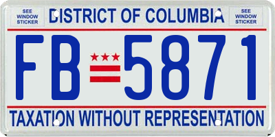 DC license plate FB5871