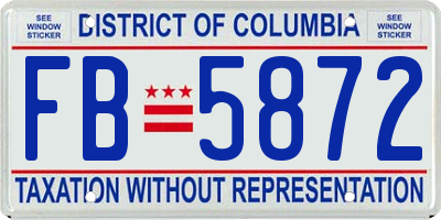 DC license plate FB5872