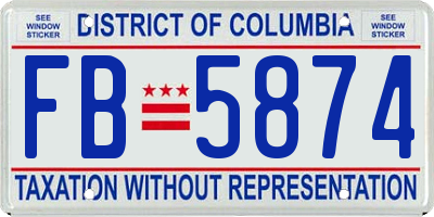 DC license plate FB5874