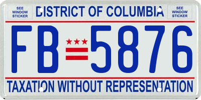 DC license plate FB5876