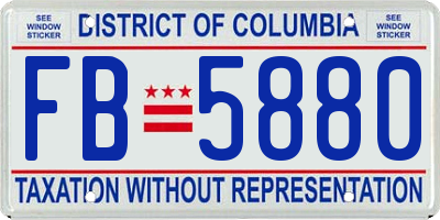 DC license plate FB5880