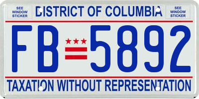 DC license plate FB5892