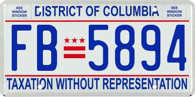 DC license plate FB5894