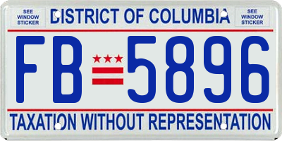 DC license plate FB5896