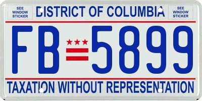 DC license plate FB5899